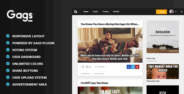 Gags – Image, Meme & Video Sharing WordPress Theme